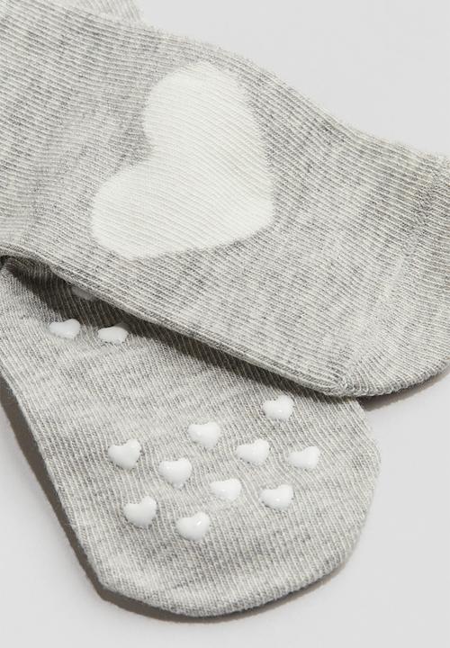 H&M - 3-pack anti-slip socks - dusty pink/spotted
