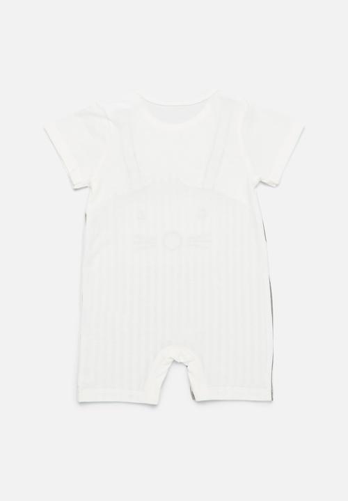 Pop Candy - Striped romper - white & grey