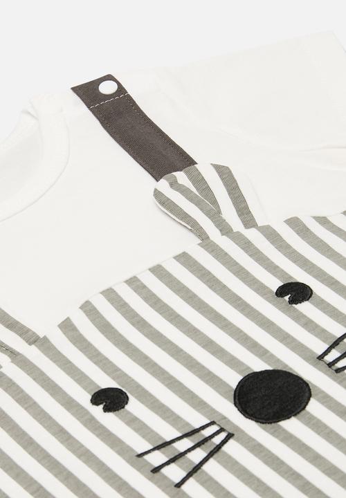 Pop Candy - Striped romper - white & grey