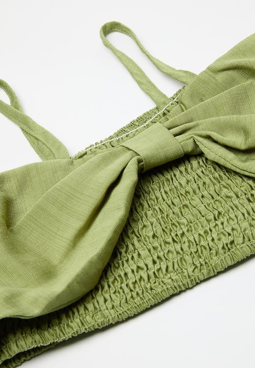 Pop Candy - Cropped top & pant set - olive green