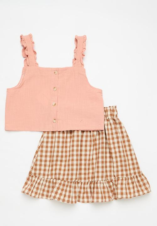Pop Candy - Cropped top & skirt set - multi