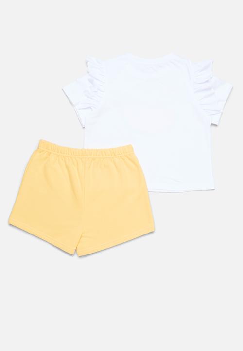 Pop Candy - Tee & short set - white/yellow