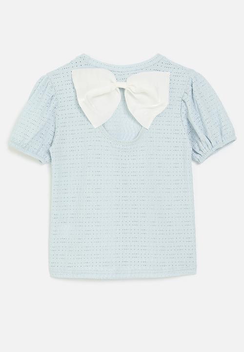 Pop Candy - Bow décor top - blue & white