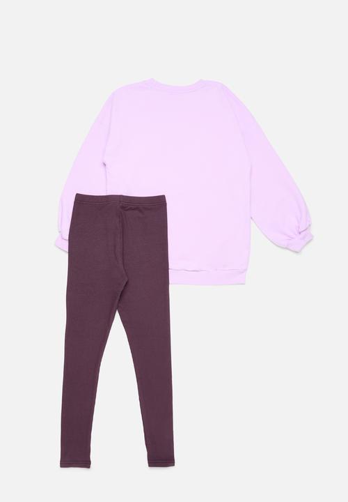 Pop Candy - Printed sweat top & legging set - purple