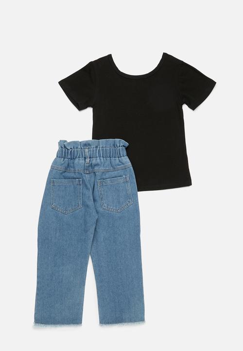 Pop Candy - Crew tee & denim set - black & blue