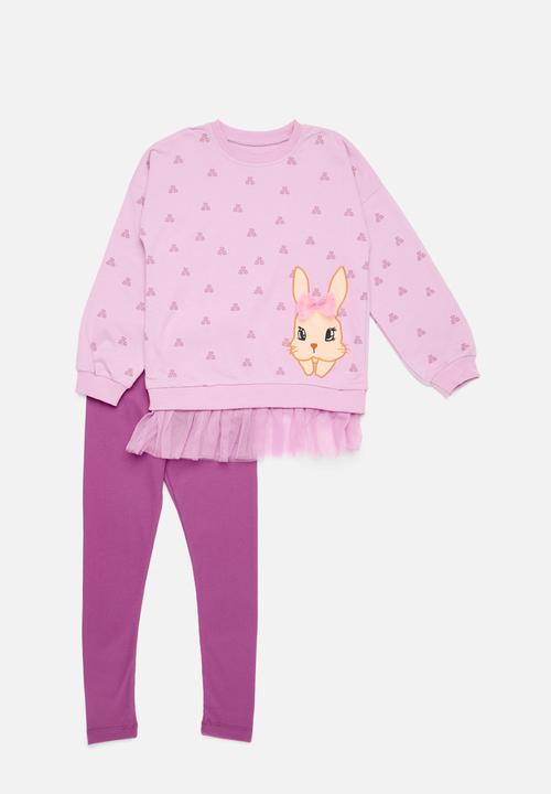Pop Candy - Printed sweat top & legging set - purple