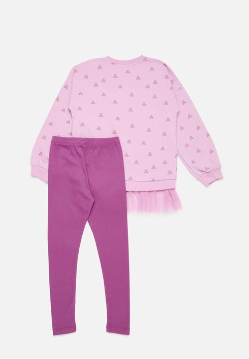 Pop Candy - Printed sweat top & legging set - purple