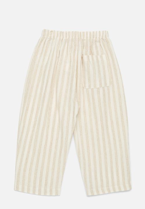 Pop Candy - Striped pants - beige & white