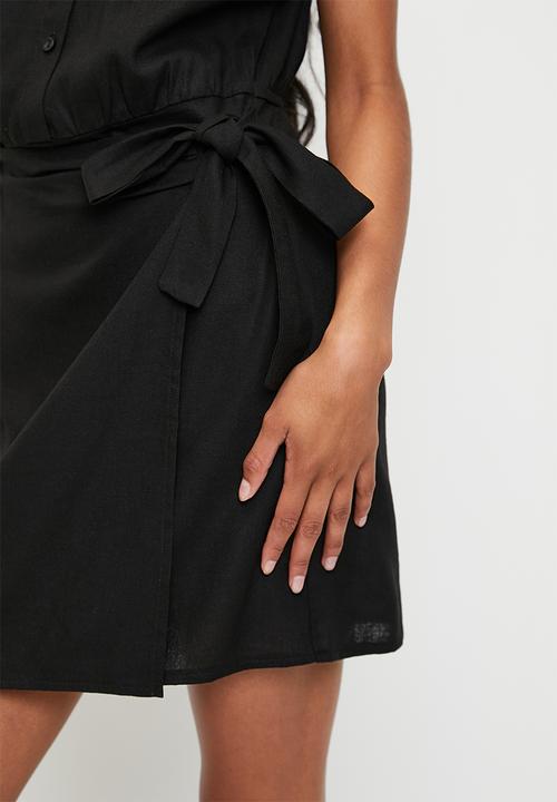 Superbalist - Wrap Mini Shirt Dress - Black