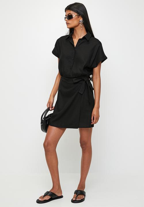 Superbalist - Wrap Mini Shirt Dress - Black