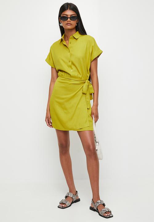 Superbalist - Wrap Mini Shirt Dress - Citronella