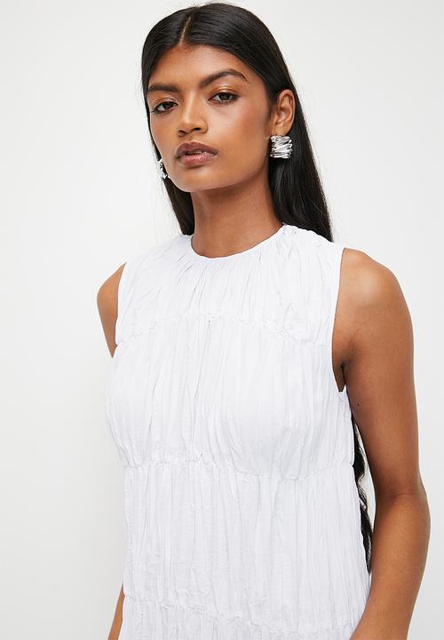 Superbalist - Crinkle Midi Drop Waist Dress - White
