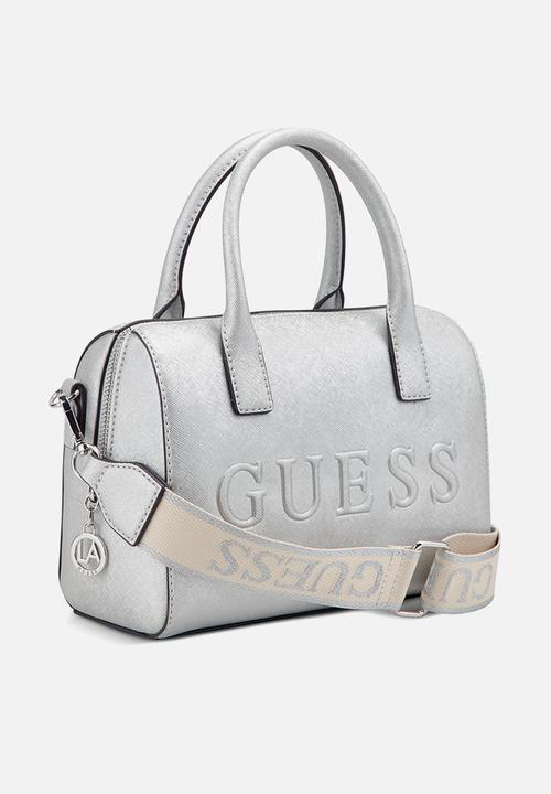 GUESS - Berkton barrel satchel - silver
