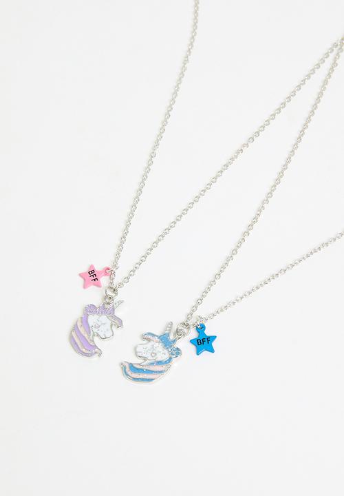 Pop Candy - Unicorn best friend necklace - silver
