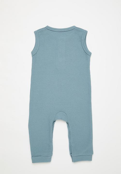 Pop Candy - Half button romper - light blue