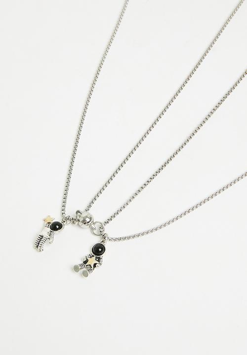 Pop Candy - Moon man bff necklace - silver