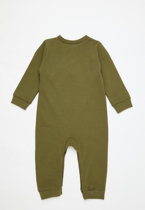 Pop Candy - Half button romper - olive green