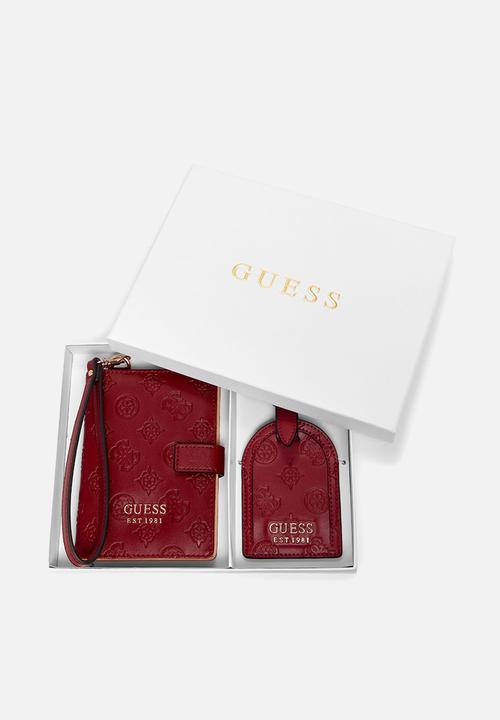 GUESS - Wilder BXD Luggage Tag & Passport Case - Claret