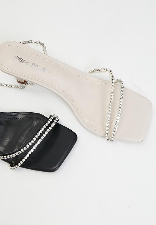 Public Desire - Razzle dazzle strappy heel - black silver diamante