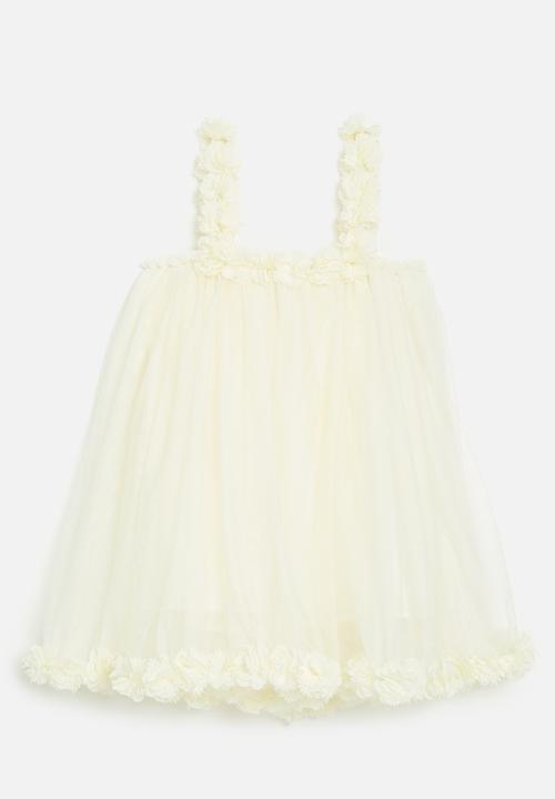 Pop Candy - Floral décor mesh dress - ecru
