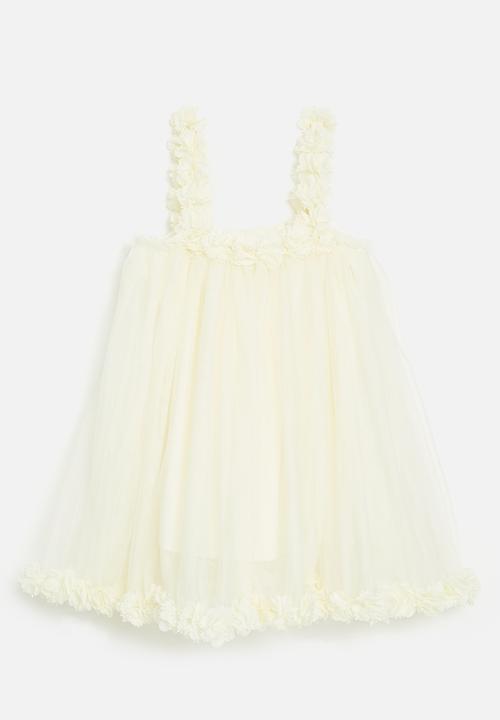 Pop Candy - Floral décor mesh dress - ecru