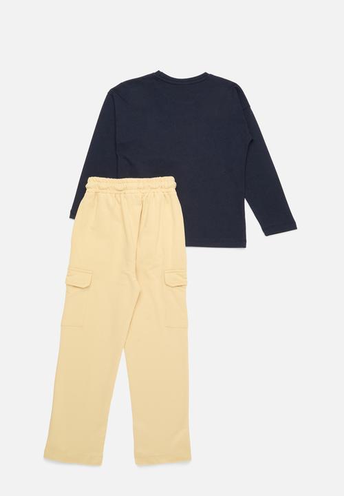 Pop Candy - Top & bottom set-blue & beige