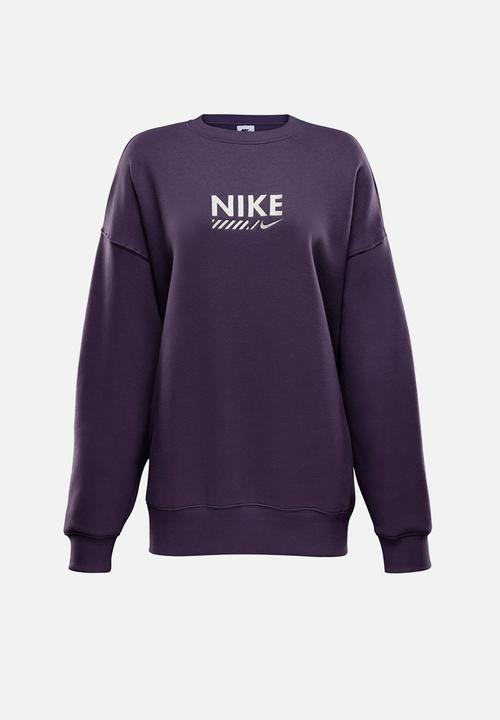 Nike - Nike Womens Fleece Oversized Crew - Dark Raisin