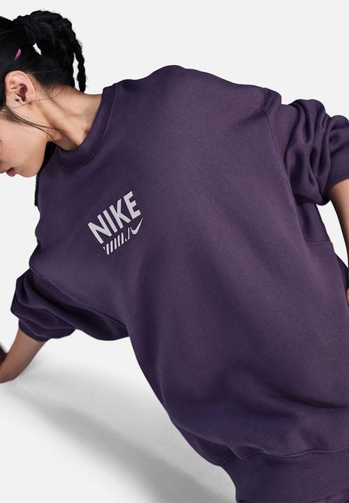 Nike - Nike Womens Fleece Oversized Crew - Dark Raisin