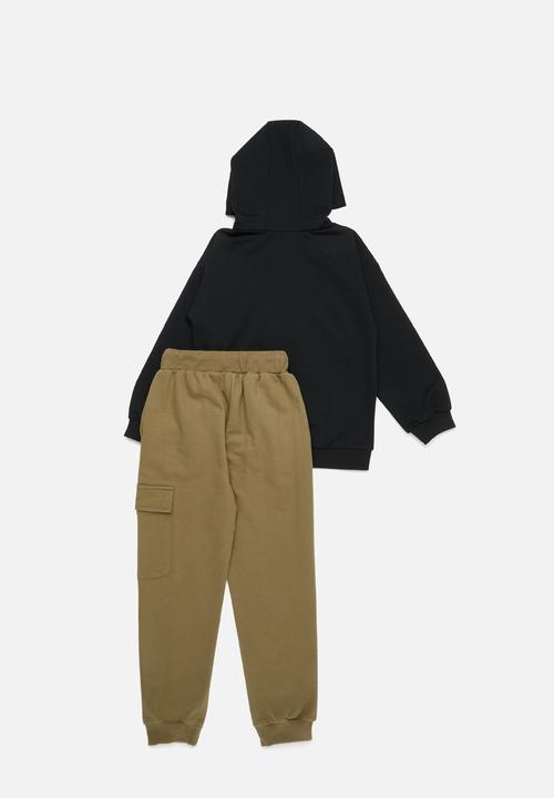 Pop Candy - Hoodie & jogger set-black & brown