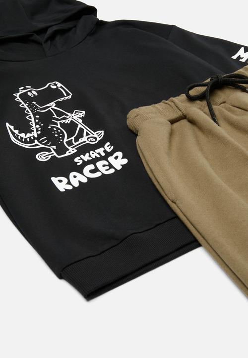 Pop Candy - Hoodie & jogger set-black & brown