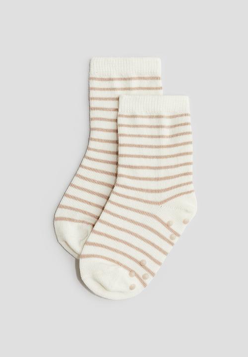 H&M - 3-Pack anti-slip socks - beige teddy bear