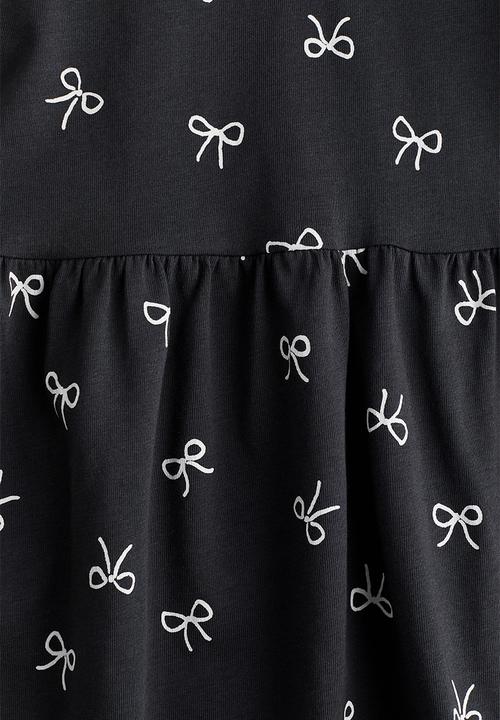 H&M - Patterned cotton dress - dark grey bows