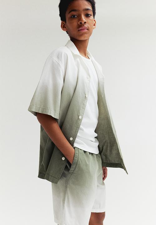 H&M - Short-sleeved resort shirt - khaki green gradient