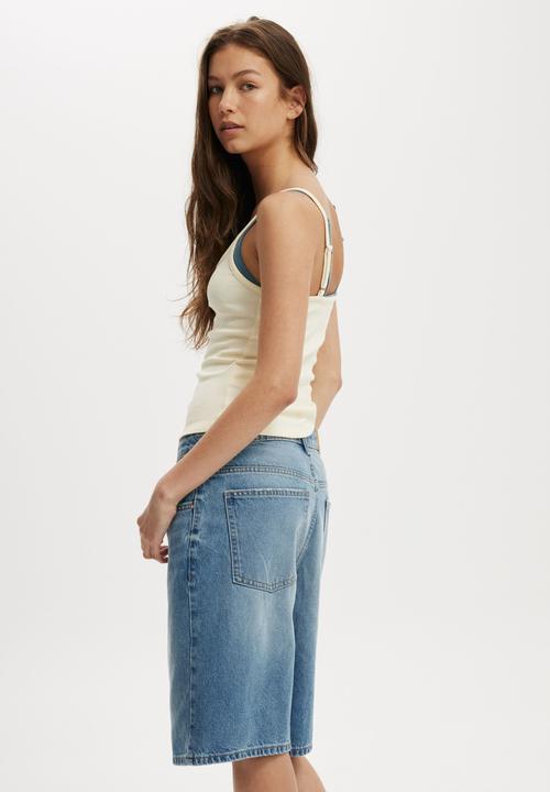 Cotton On - Super Baggy Denim Jort - Blue Haze