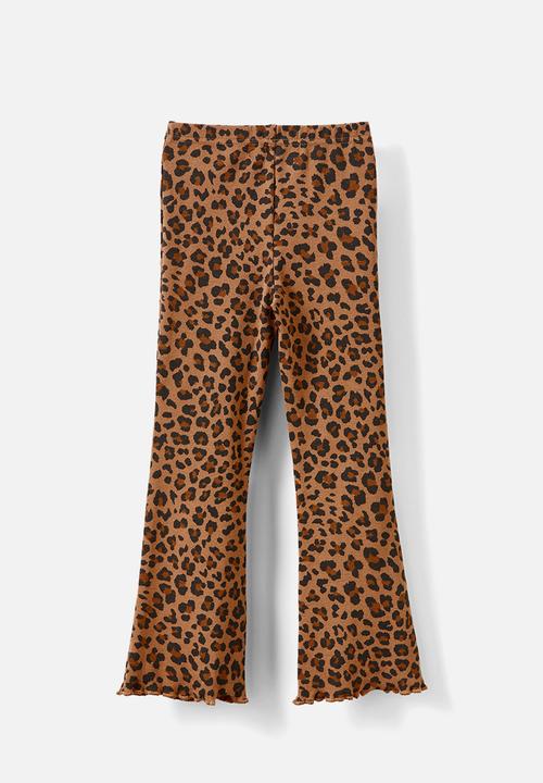 Cotton On - Francine flare pant - taupy brown/leopard
