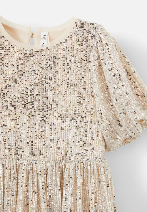 Cotton On - Sienna puff sleeve dress - silver sparkle
