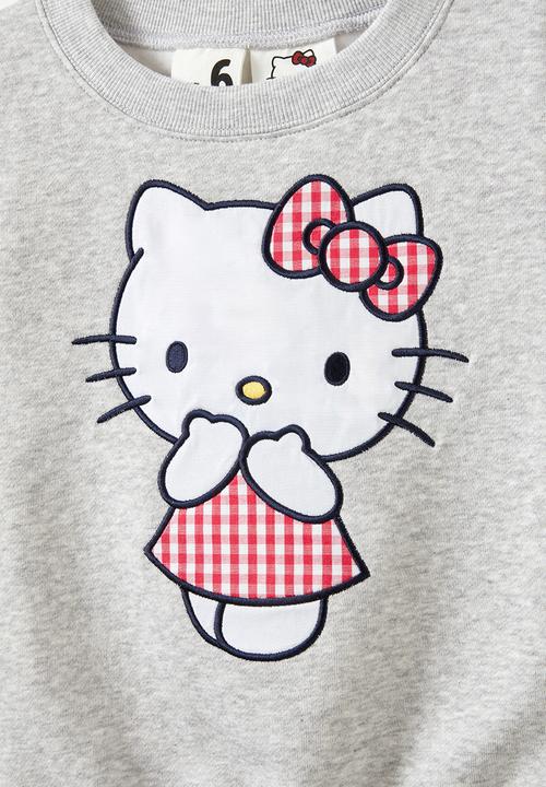 Cotton On - License dusty fleece crew neck - lcn san hello kitty gingham/fog grey 