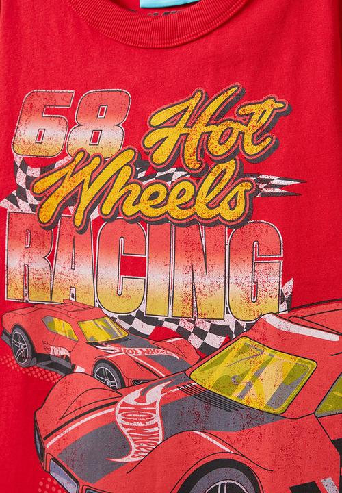 Cotton On - Hot wheels drop shoulder short sleeve tee - red