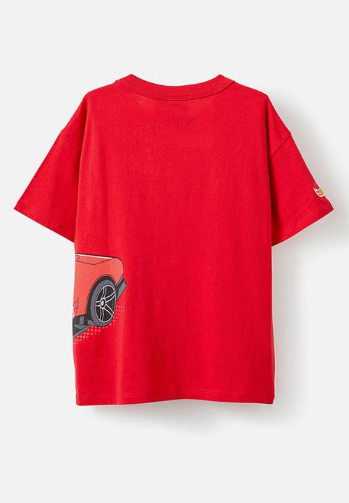 Cotton On - Hot wheels drop shoulder short sleeve tee - red