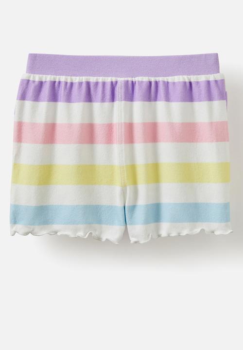 Cotton On - Dani short sleeve pyjama set - multi/bold rainbow stripe