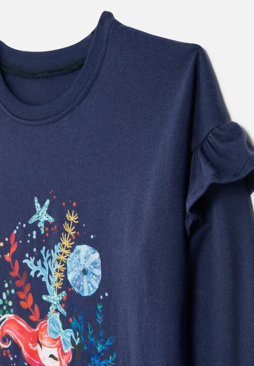 Pop Candy - Frill tee - navy