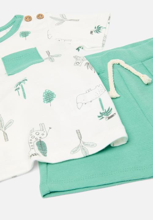 Pop Candy - Tee & shorts - green & white
