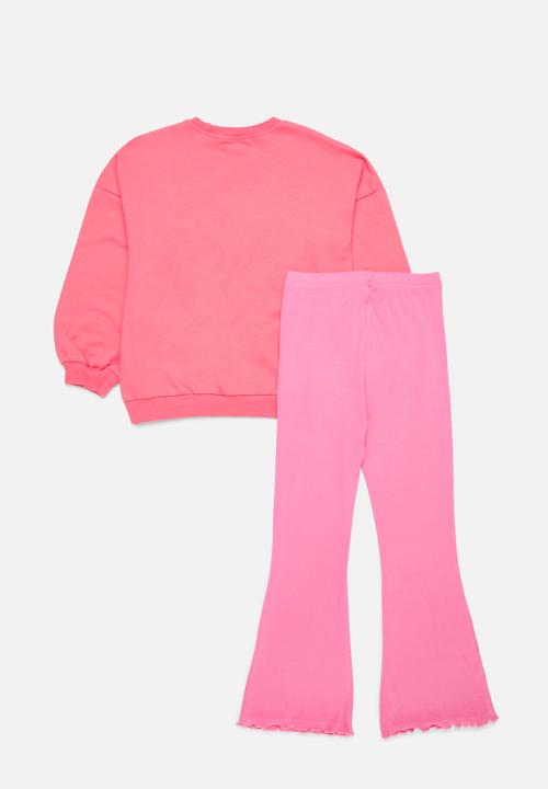Pop Candy - Sweat top & flared bottom set-pink