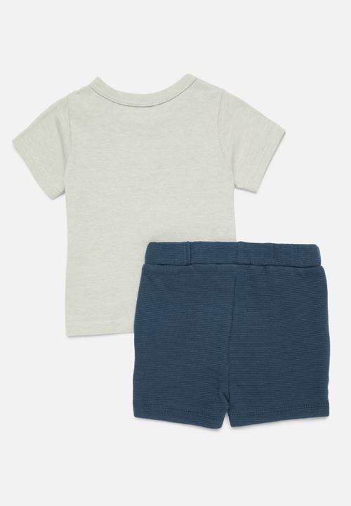 Pop Candy - Tee & shorts - grey & navy