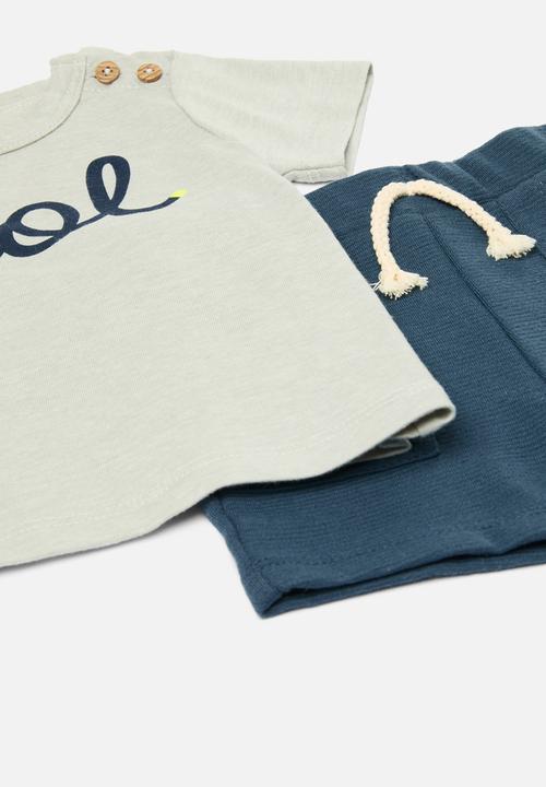 Pop Candy - Tee & shorts - grey & navy