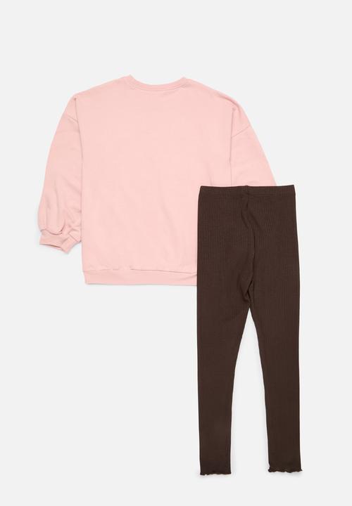 Pop Candy - Sweat top & legging set-pink & black