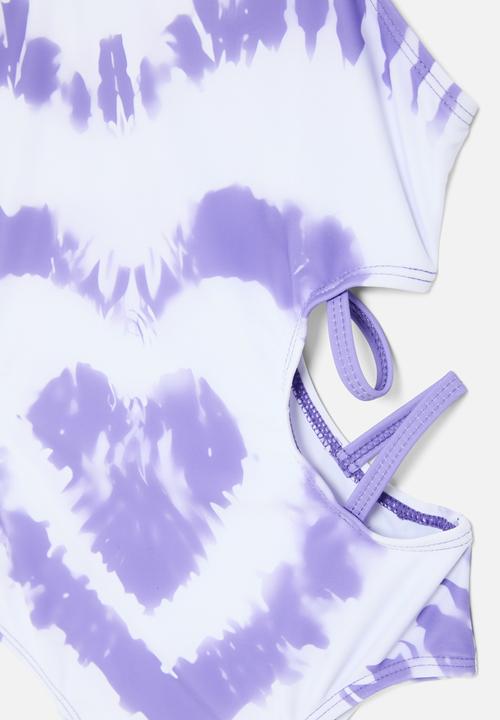 Pop Candy - Cut out swim suit-purple & white