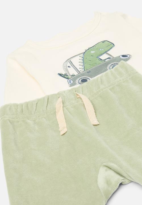 Pop Candy - 3 Pack printed set - ecru & green 