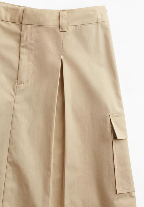 H&M - A-line cargo skirt - light beige