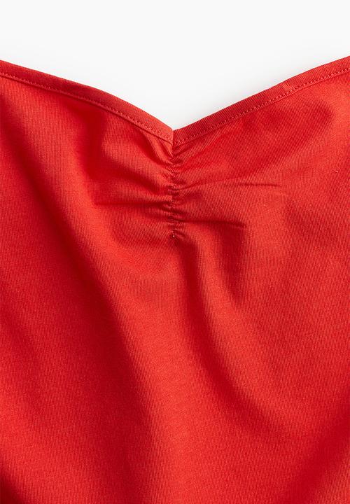 H&M - Cropped strappy top - bright red